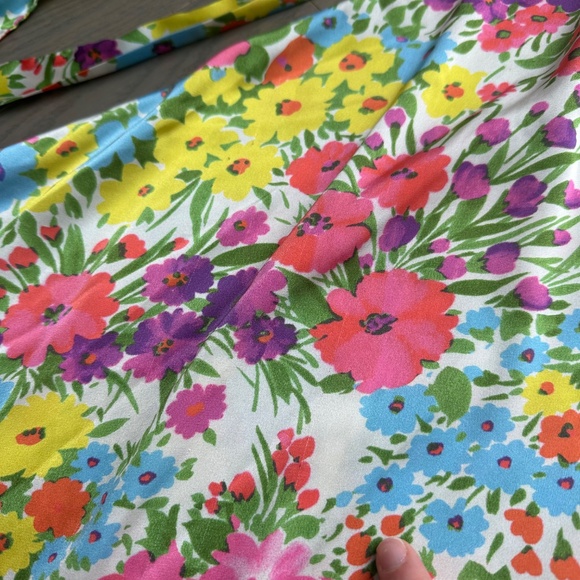 Les Reveries Floral Flower Satin Maxi Dress Gown Tie Shoulder Bow - Size 2 - Picture 6 of 13